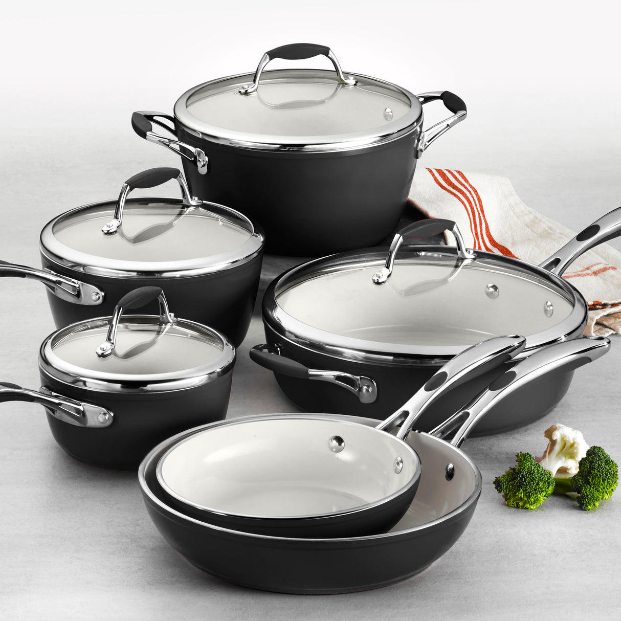 10 Piece Ceramic Cookware Set - Black