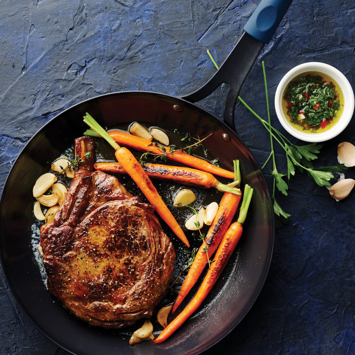 12 In Fry Pan - Carbon Steel - 2.25Mm - Silicone Grip - Gourmet