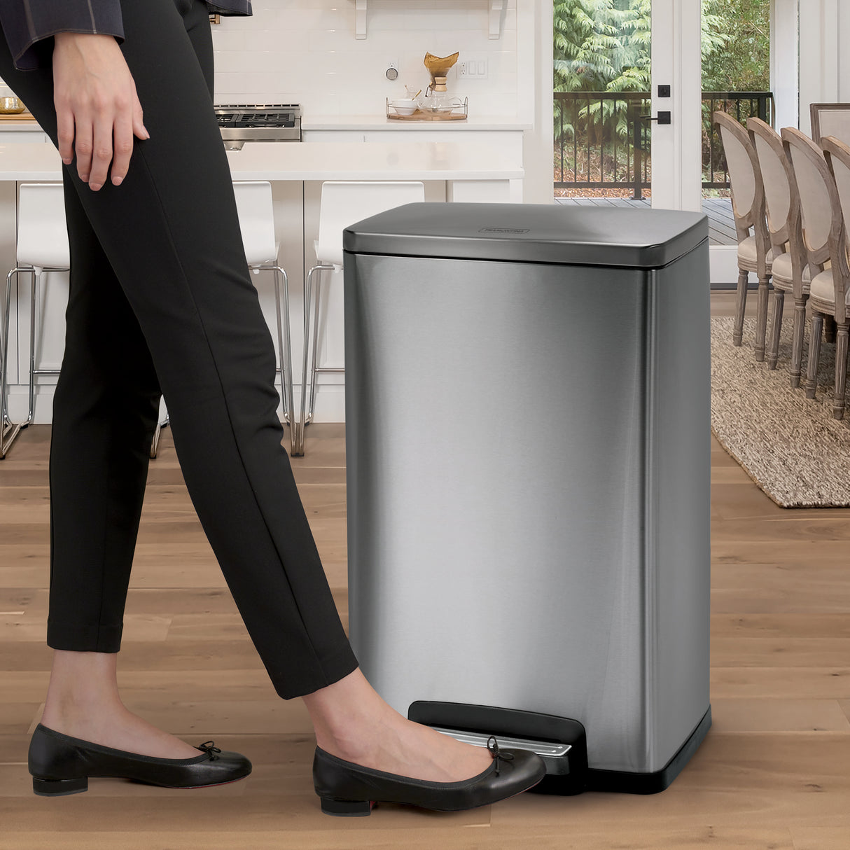 13 Gal. Step Can Rectangle Shape - Stainless Steel