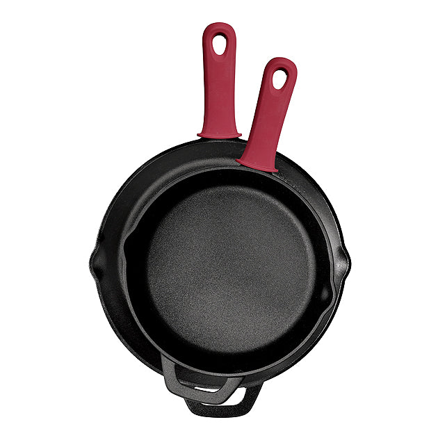 Pre-seasoned Cast Iron 2 Pk Skillets with Silicone Grips