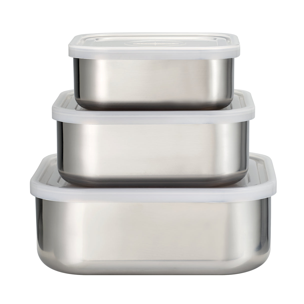 6 Piece Stainless Steel Covered Square Container Set - Frosted Lids