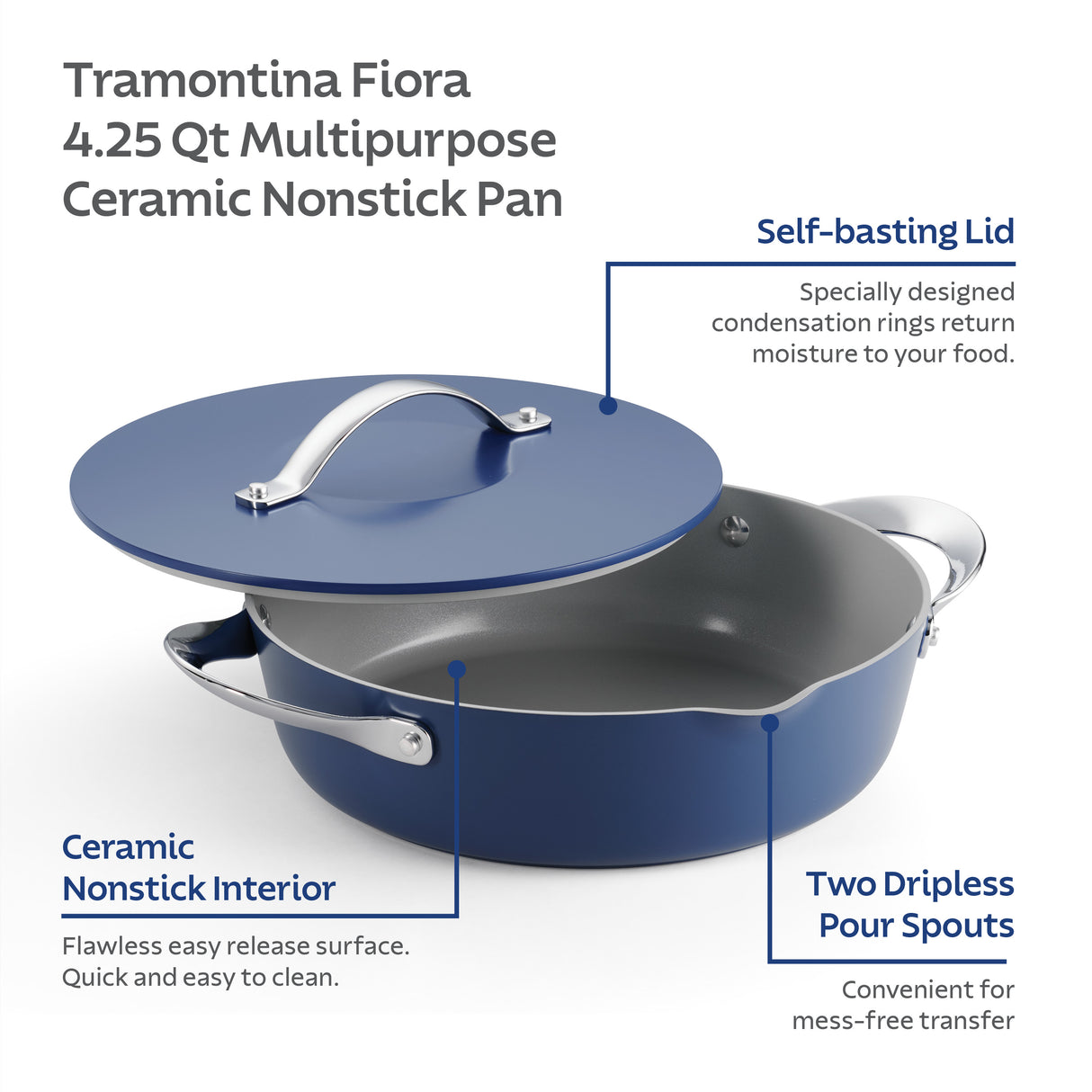 Fiora 4.25 Quart Multipurpose Ceramic Nonstick Pan