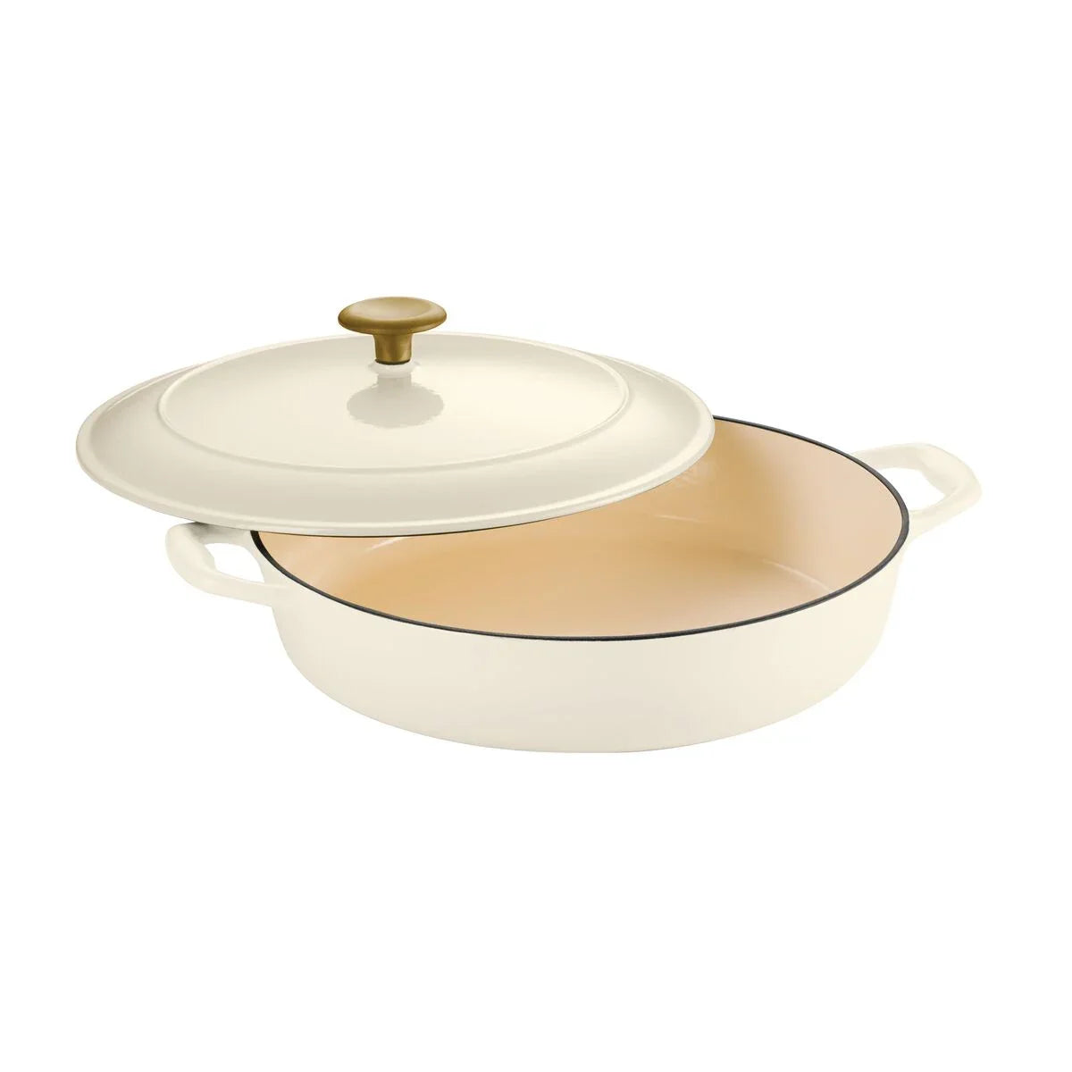 4 Qt Covered Braiser - Cast Iron - S1000 - Pe - Latte - SS Gold Knob - Gourmet
