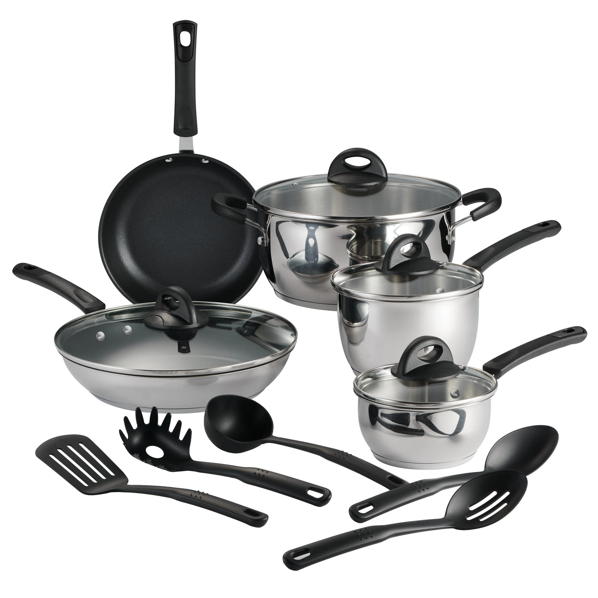 80154/072CA - 14 PC COOKWARE SET - Stainless Steel TRIPLY BASE - YUMA - EVERYDAY