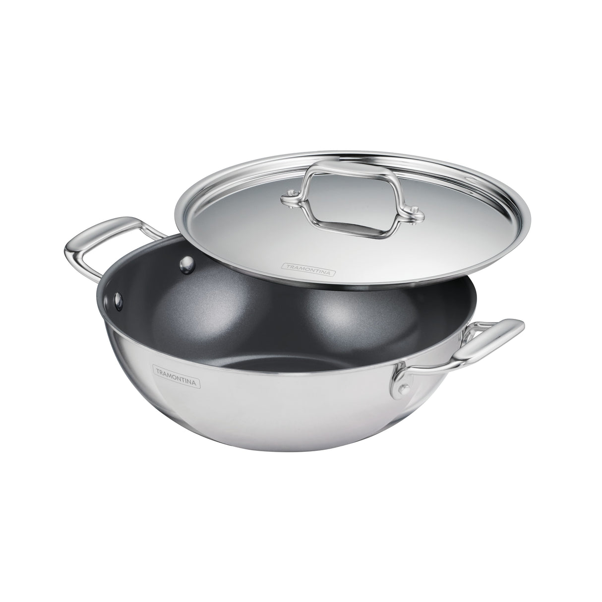 Utsava Tri-Ply Clad Covered Kadai with Ceramic Interior