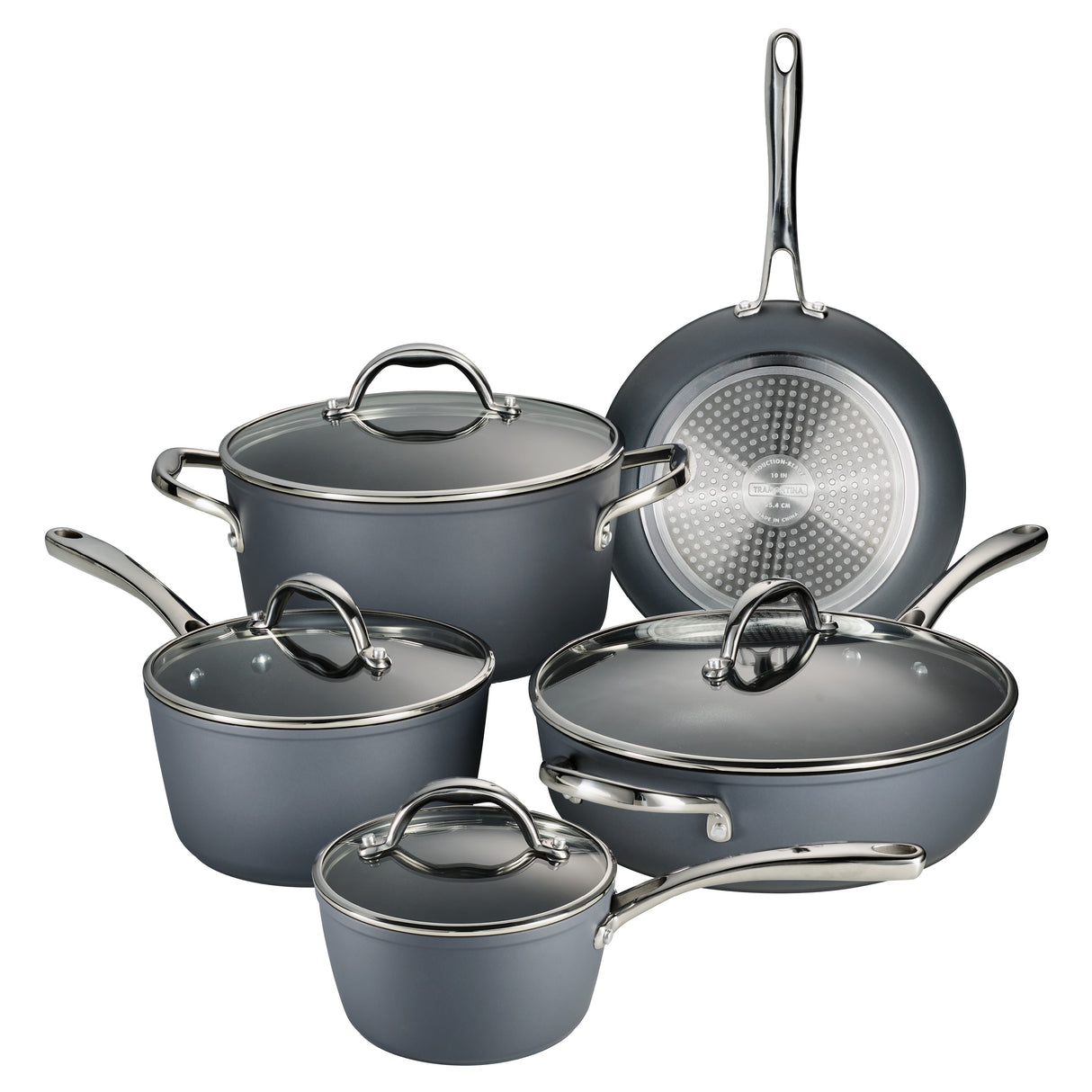 9 Piece Induction Nonstick Cookware Set - Slate Gray