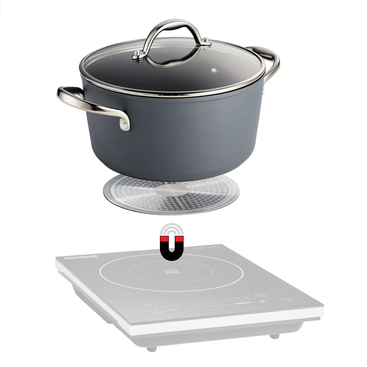 9 Piece Induction Nonstick Cookware Set - Slate Gray