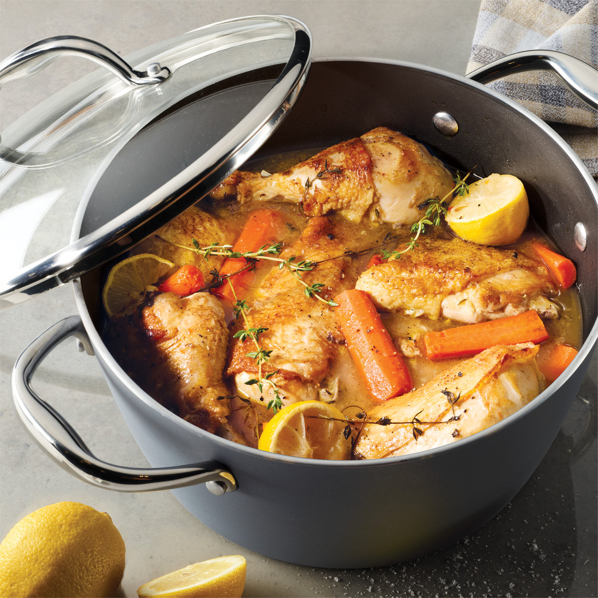 9 Piece Induction Nonstick Cookware Set - Slate Gray