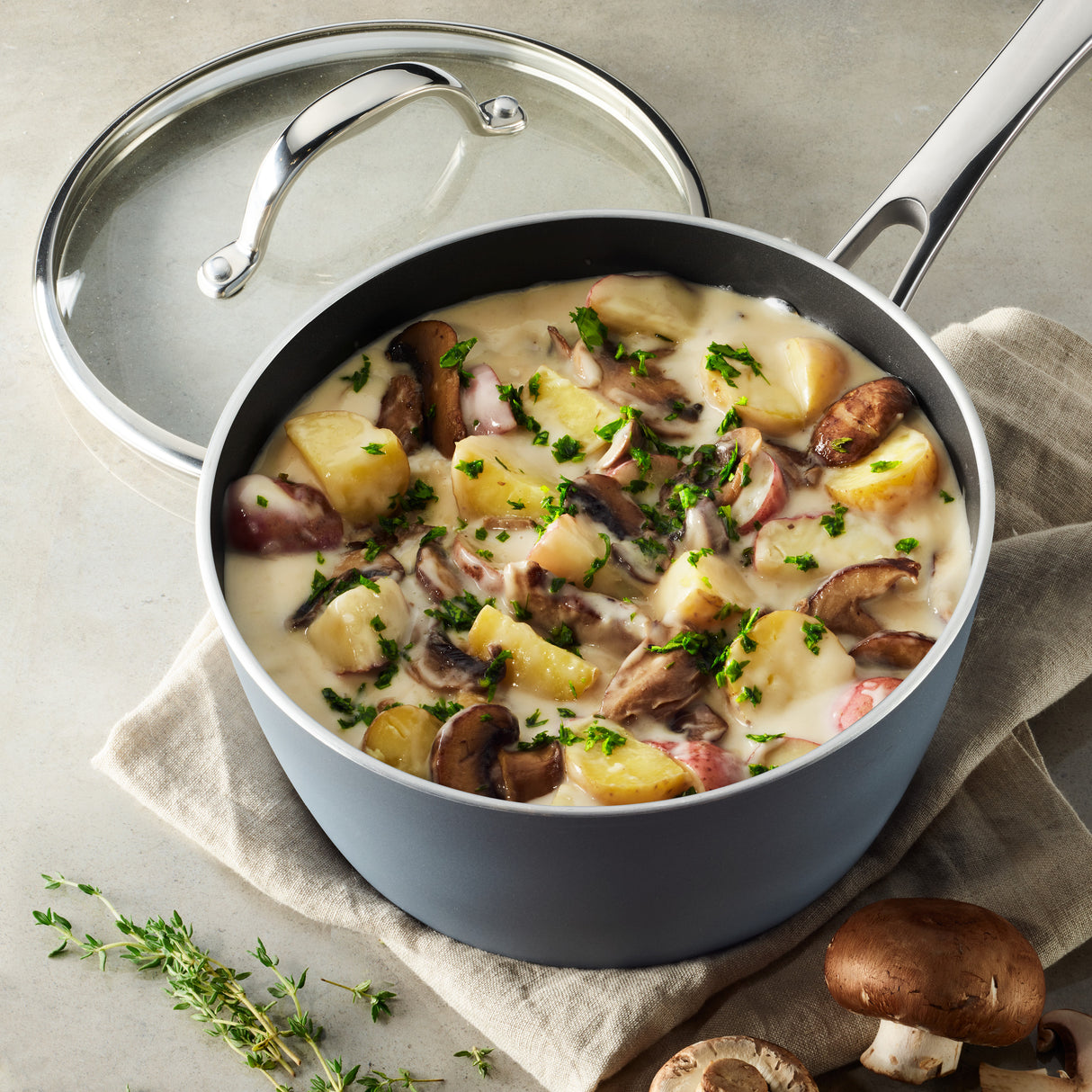 9 Piece Induction Nonstick Cookware Set - Slate Gray