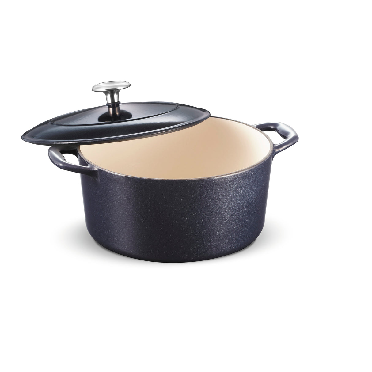 80131/038DS - 5.5 QT COVERED ROUND DUTCH OVEN - CAST IRON - S1000 - PE - DARK BLUE - SS KNOB - GOURMET