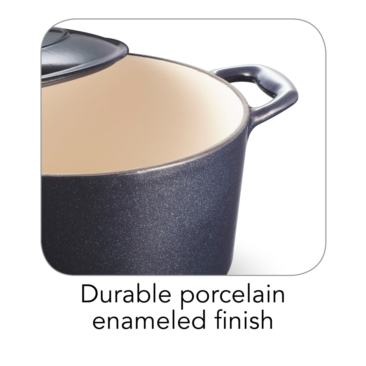 80131/038DS - 5.5 QT COVERED ROUND DUTCH OVEN - CAST IRON - S1000 - PE - DARK BLUE - SS KNOB - GOURMET