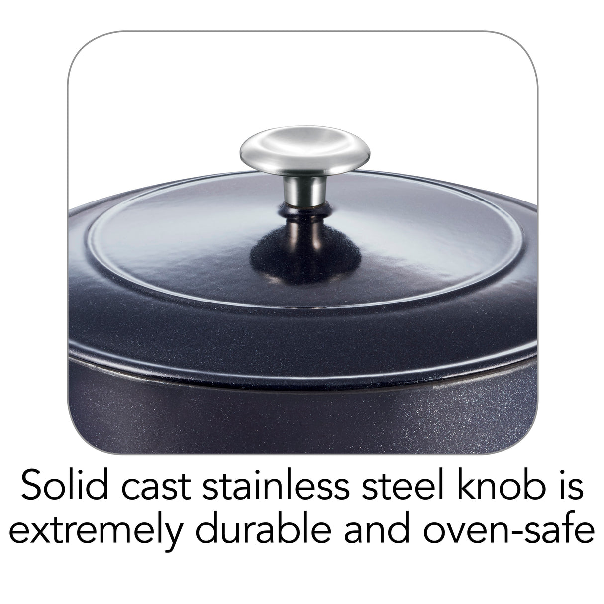 80131/038DS - 5.5 QT COVERED ROUND DUTCH OVEN - CAST IRON - S1000 - PE - DARK BLUE - SS KNOB - GOURMET