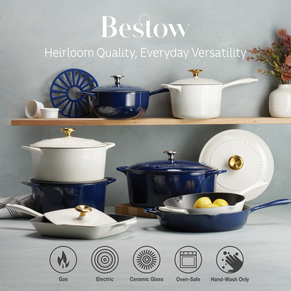 Bestow 5.5 Quart Enameled Cast Iron Covered Round Dutch Oven