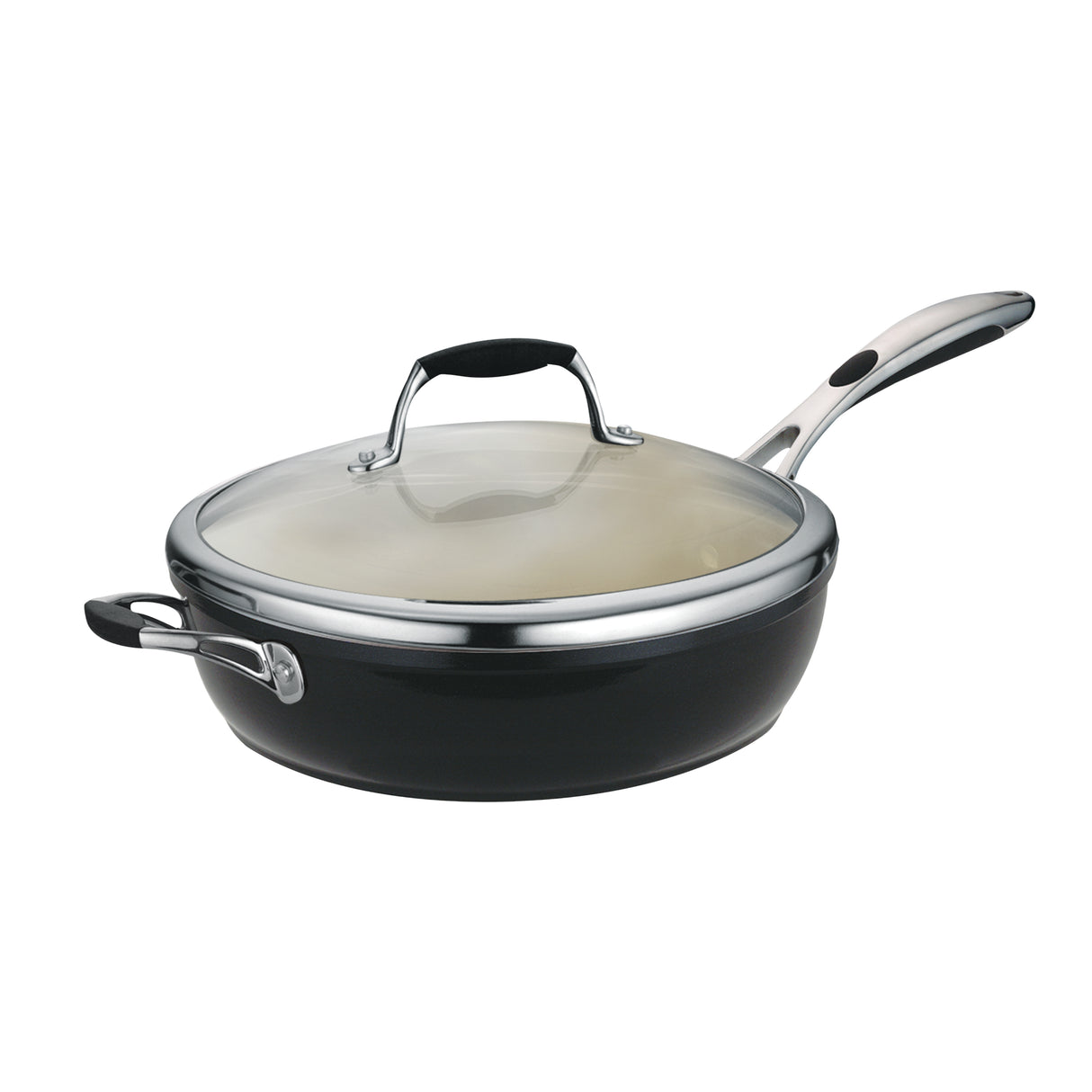 11 in Ceramic Covered Deep Skillet - Black