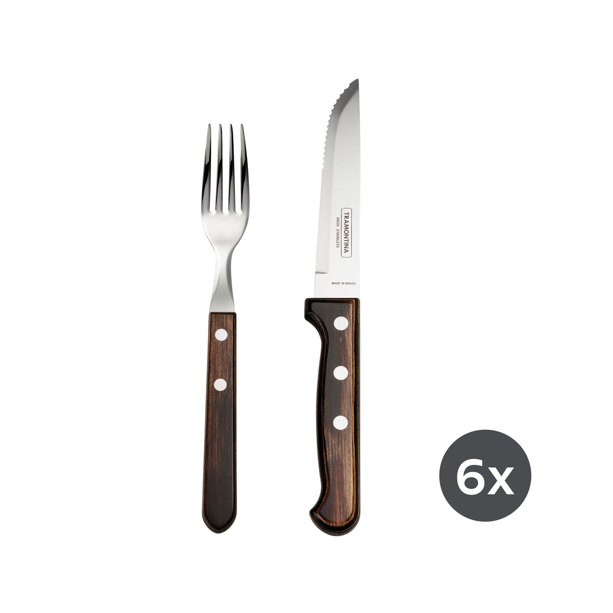 Churrasco BBQ 12 Piece Polywood Fork and Steak Knife Set