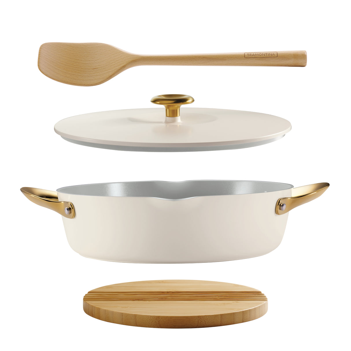 Tramontina Fiora White Frying Pan with Cover Set - 4.02L - 4 piece