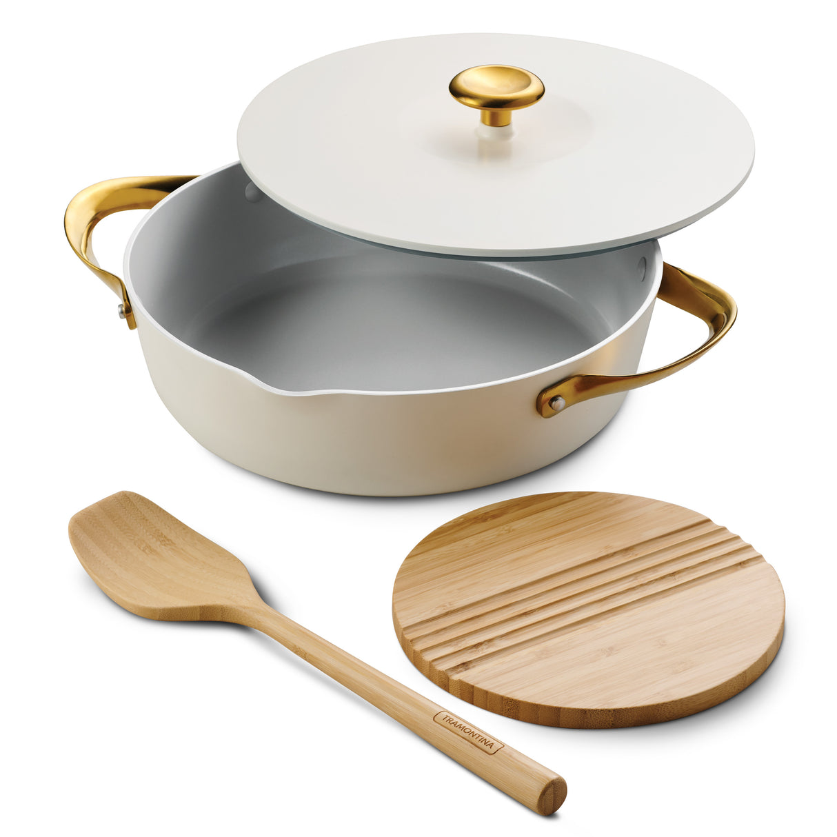 Tramontina Fiora White Frying Pan with Cover Set - 4.02L - 4 piece
