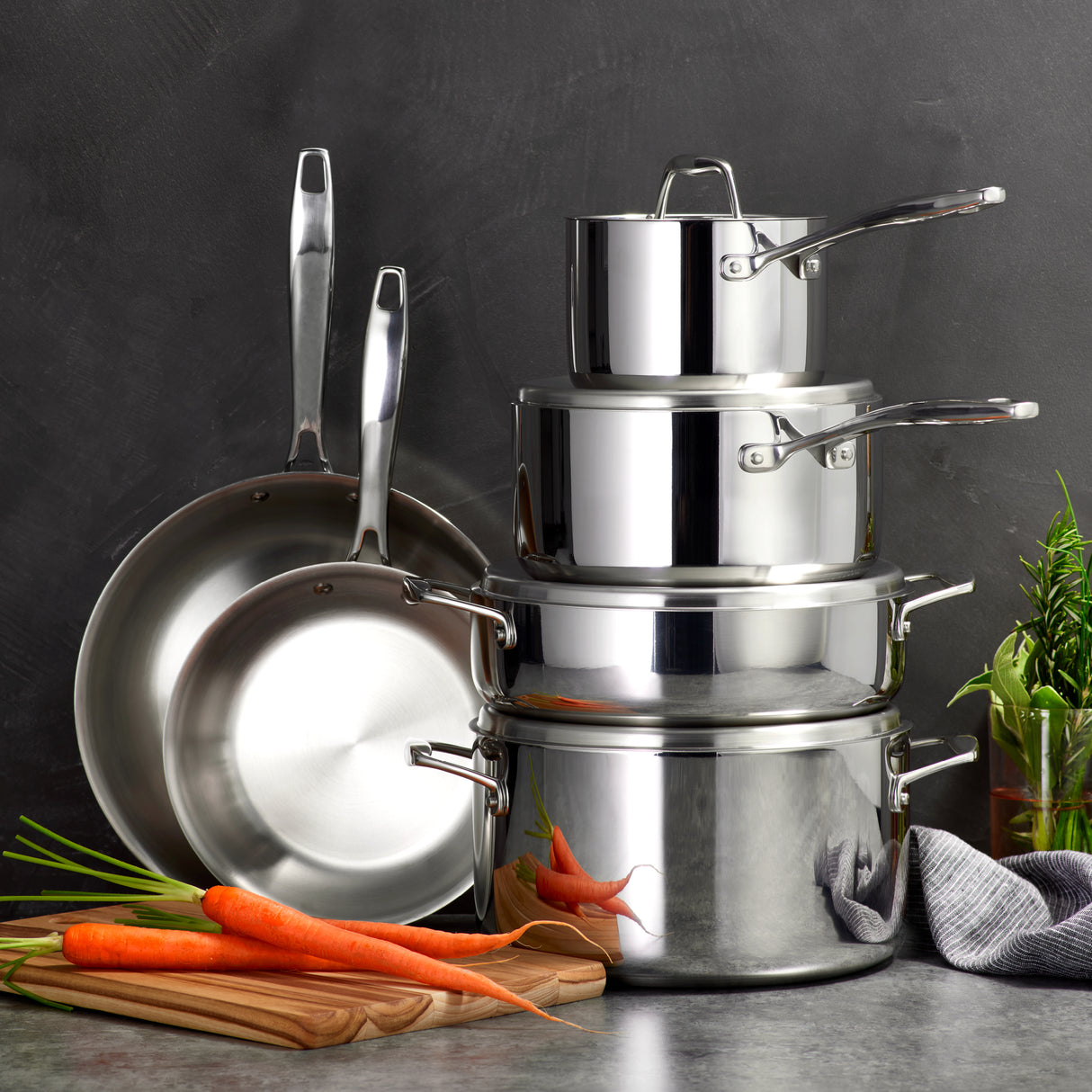 Signature Tri-Ply Clad Stainless Steel Cookware Set