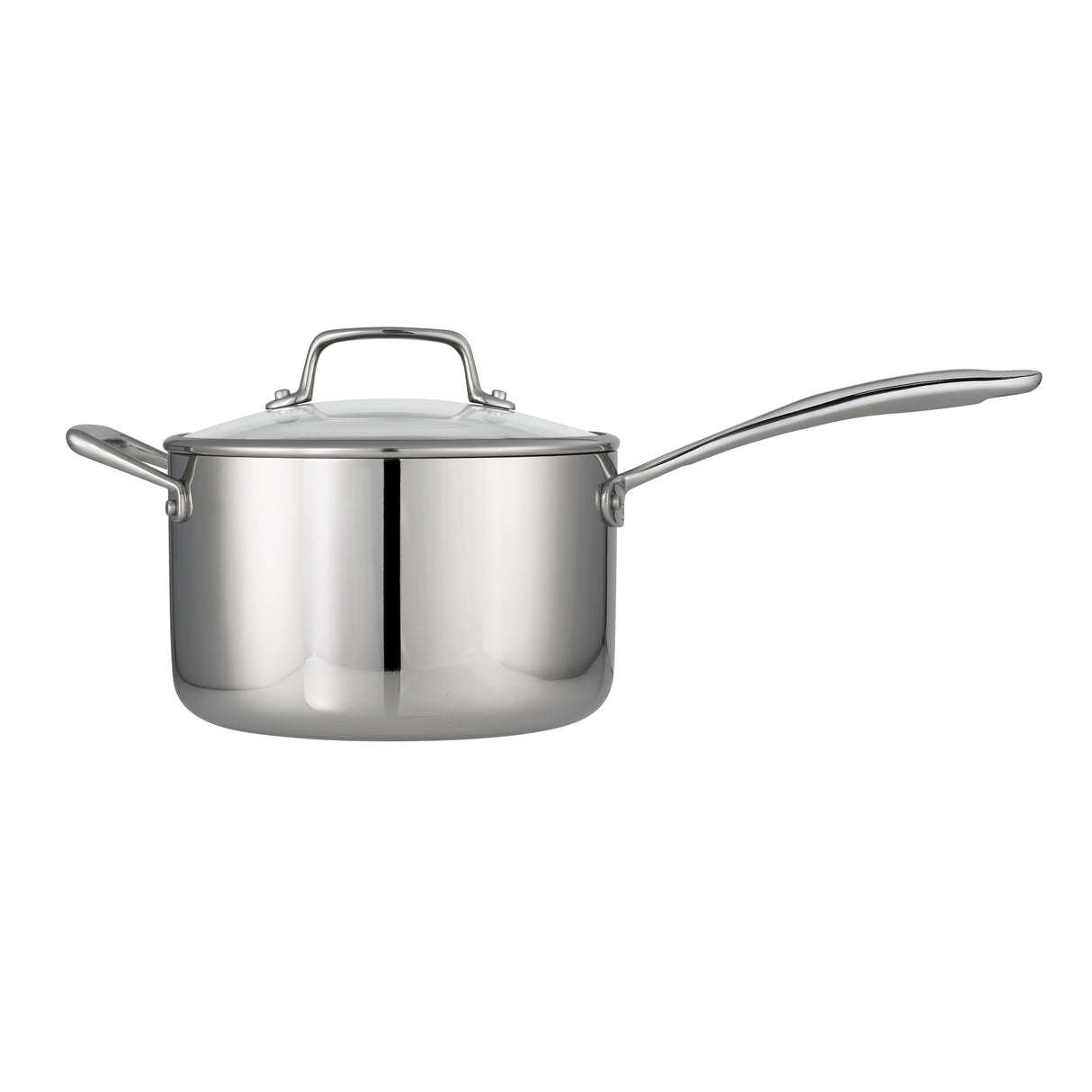 Tri-Ply Clad Covered Stainless Steel Covered Sauce Pan - Glass Lid