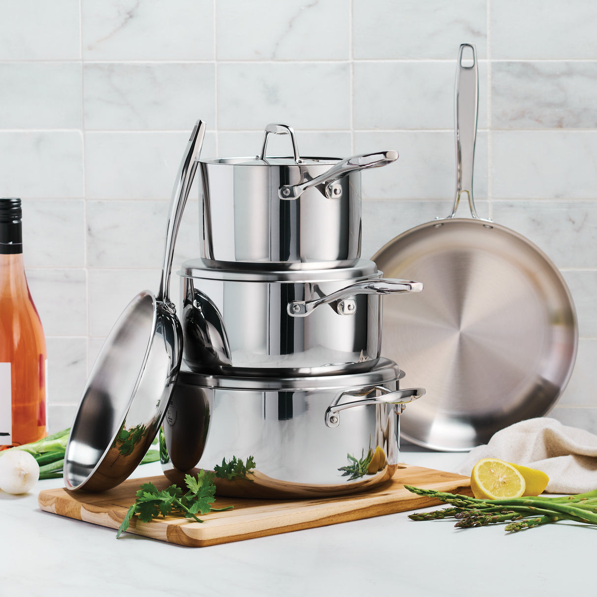 Signature Tri-Ply Clad Stainless Steel Cookware Set