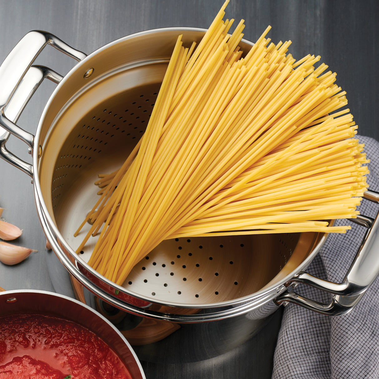 Tri-Ply Clad 8 Quart Stainless Steel Covered Stock Pot - Glass Lid