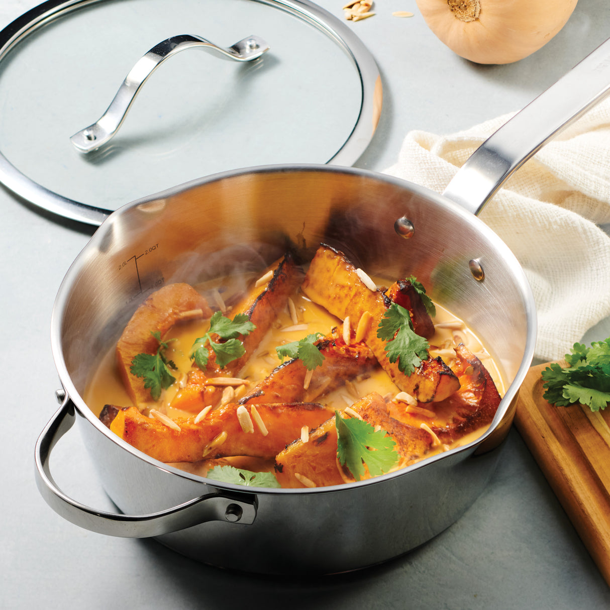 Tempo 3.5 Quart Tri-Ply Base Stainless Steel Covered Deep Saute Pan