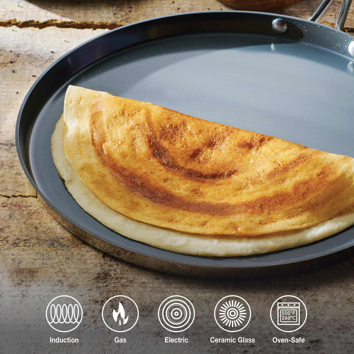 Utsava Tri-Ply Clad Stainless Steel Ceramic Nonstick Dosa Tawa