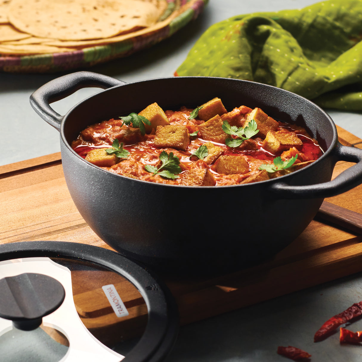 Utsava Pre-Seasoned Cast Iron Kadai with Lid