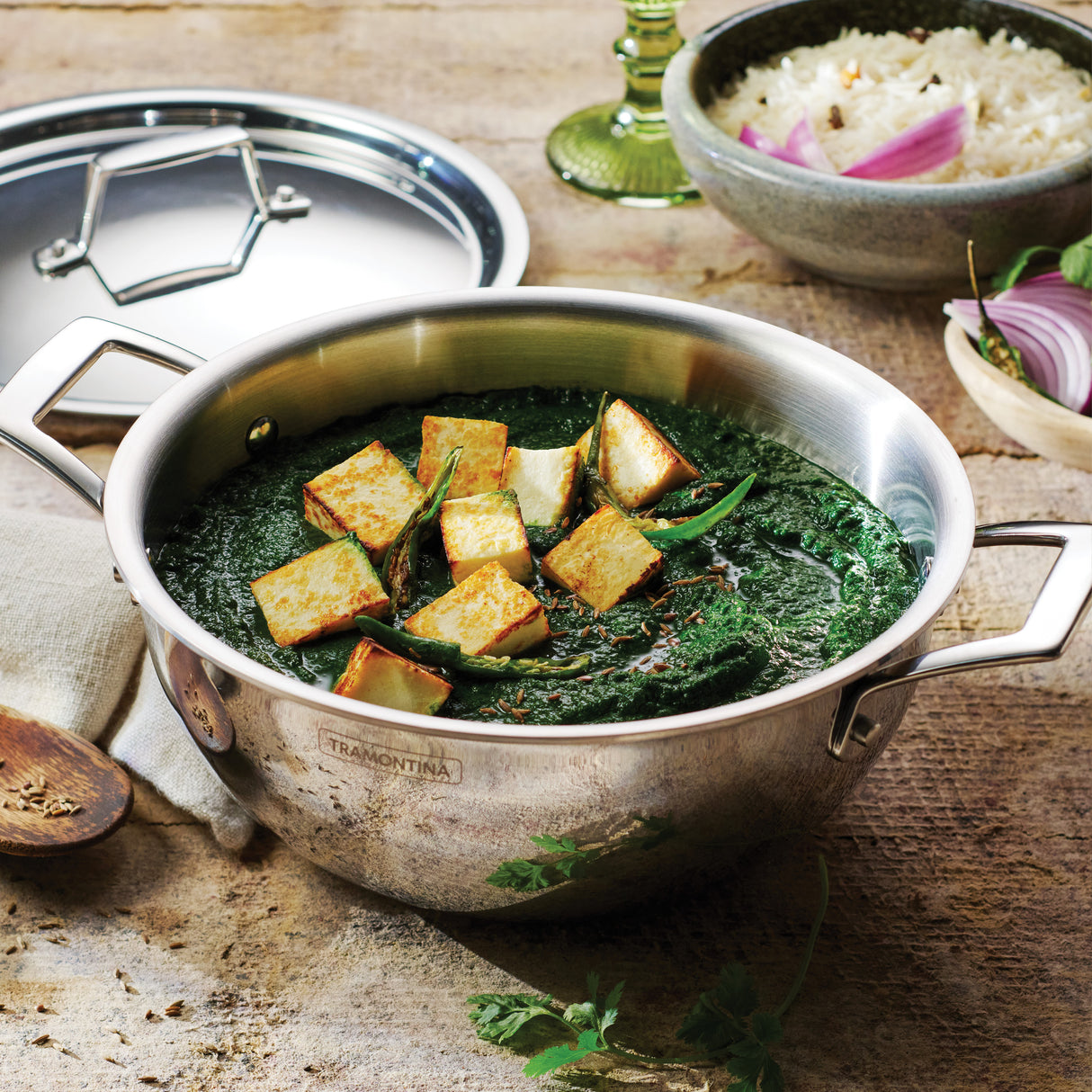 Utsava Tri-Ply Clad Stainless Steel Covered Kadai