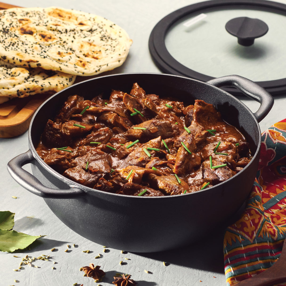 Utsava Pre-Seasoned Cast Iron Kadai with Lid