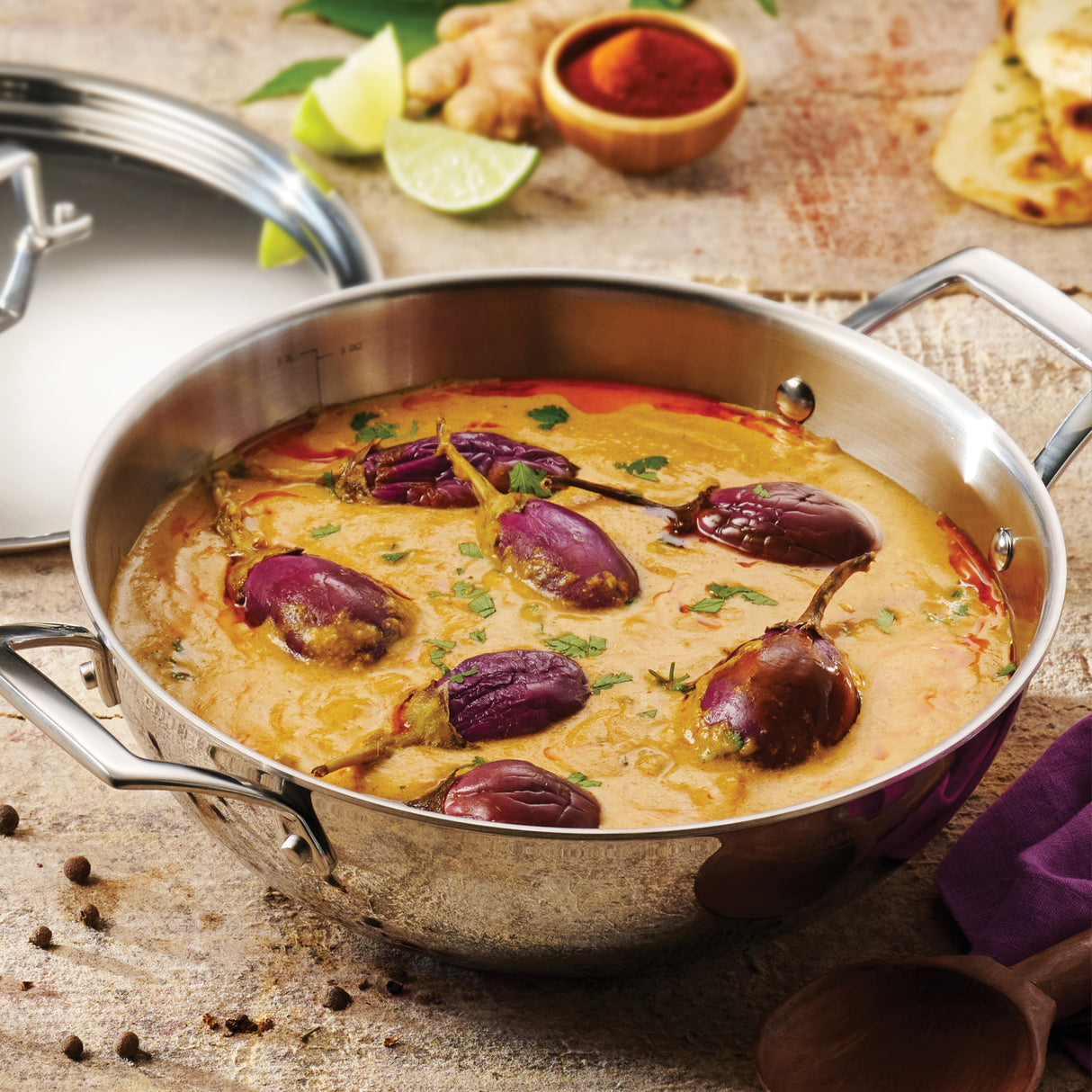 Utsava Tri-Ply Clad Stainless Steel Covered Kadai