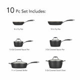 10 Piece Ceramic Cookware Set - Black
