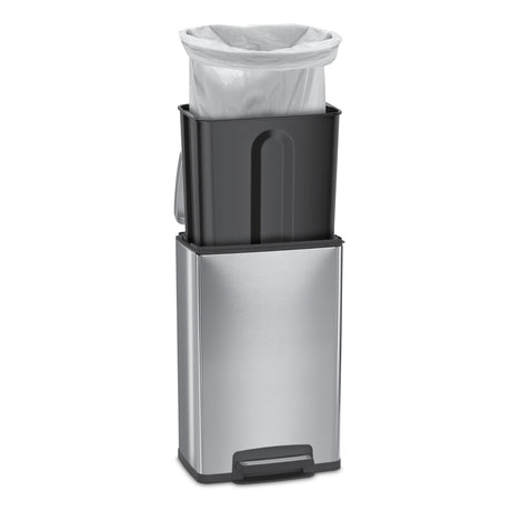 13 Gal. Step Can Rectangle Shape - Stainless Steel