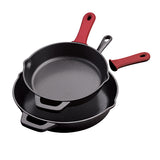 Pre-seasoned Cast Iron 2 Pk Skillets with Silicone Grips