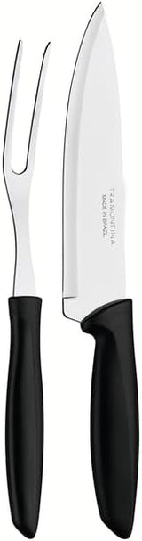 2 Pc Carving Set with Black Polypropylene Handles