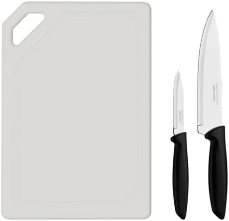 3Pc 3" Vegetable Knife - 7" Chef's Knife - Cutting Board