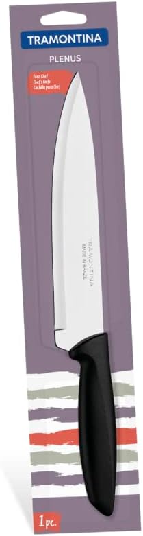 Plenus Cutlery Stainless Steel 8" Chef's Knife with Black Polypropylene Handle