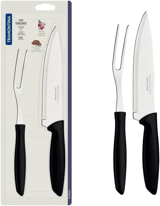 2 Pc Carving Set with Black Polypropylene Handles