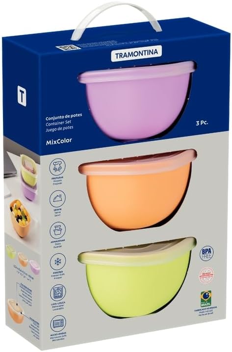 3 Pc Container Set Mix Color Containers Polypropylene