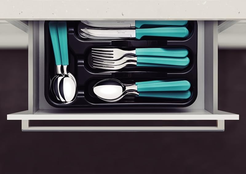 Tulum Stainless Steel 25 Pc Flatware Set with Green Polypropylene Handles