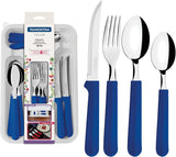 Tulum Stainless Steel 25 Pc Flatware Set with Blue Polypropylene Handle