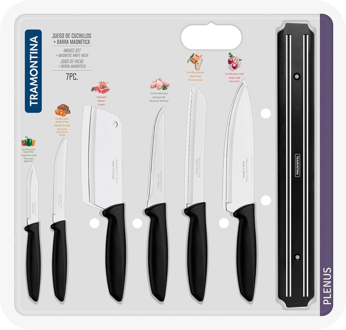 7 Pc Knife Set with Black Polypropylene Handles