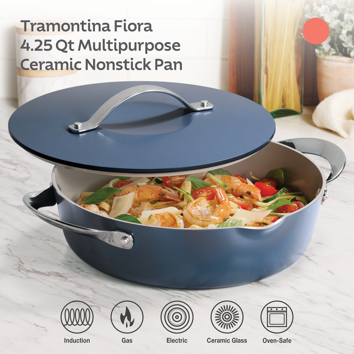 Fiora 4.25 Quart Multipurpose Ceramic Nonstick Pan