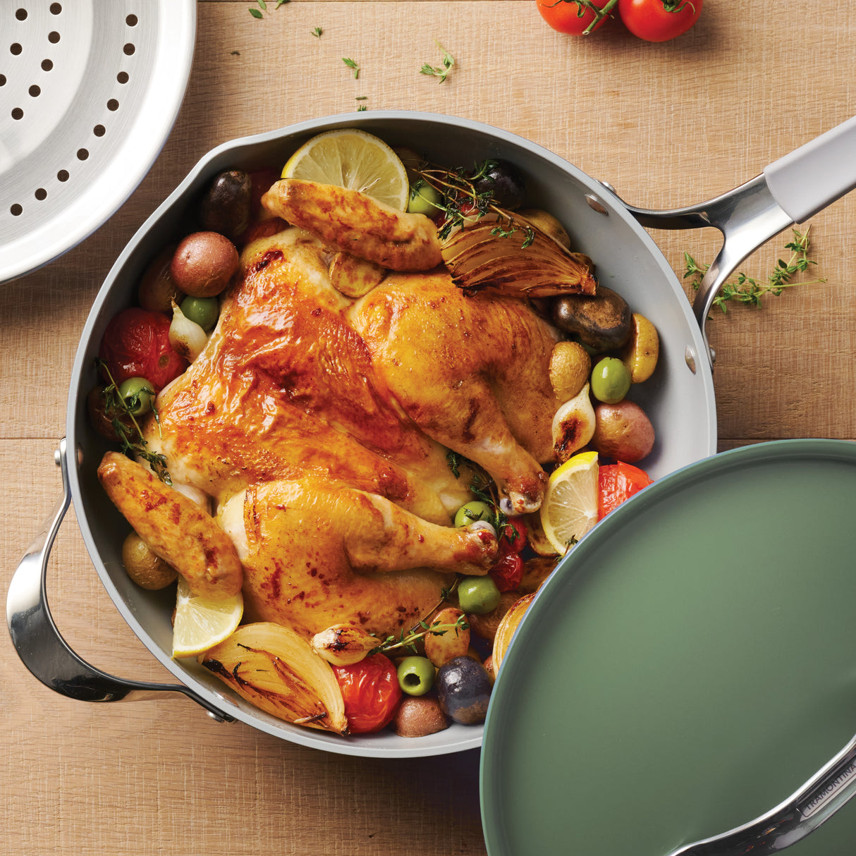 5 Qt Plus Pan W/ Steamer And Utensils - Aluminum - Sage