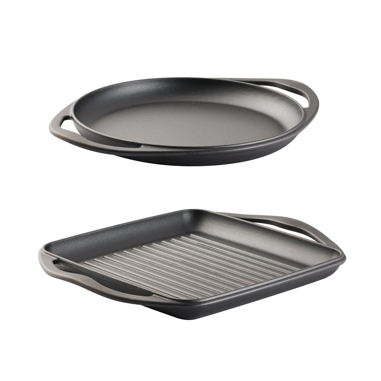 2 Pk (10 In Grill/10 In Skillet) W/Side Handles - Cast Iron - S930 - Pre-Seasoned