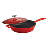 10 In Covered Skillet - Cast Iron - S1000 - Pe - Gradated Red - Gourmet