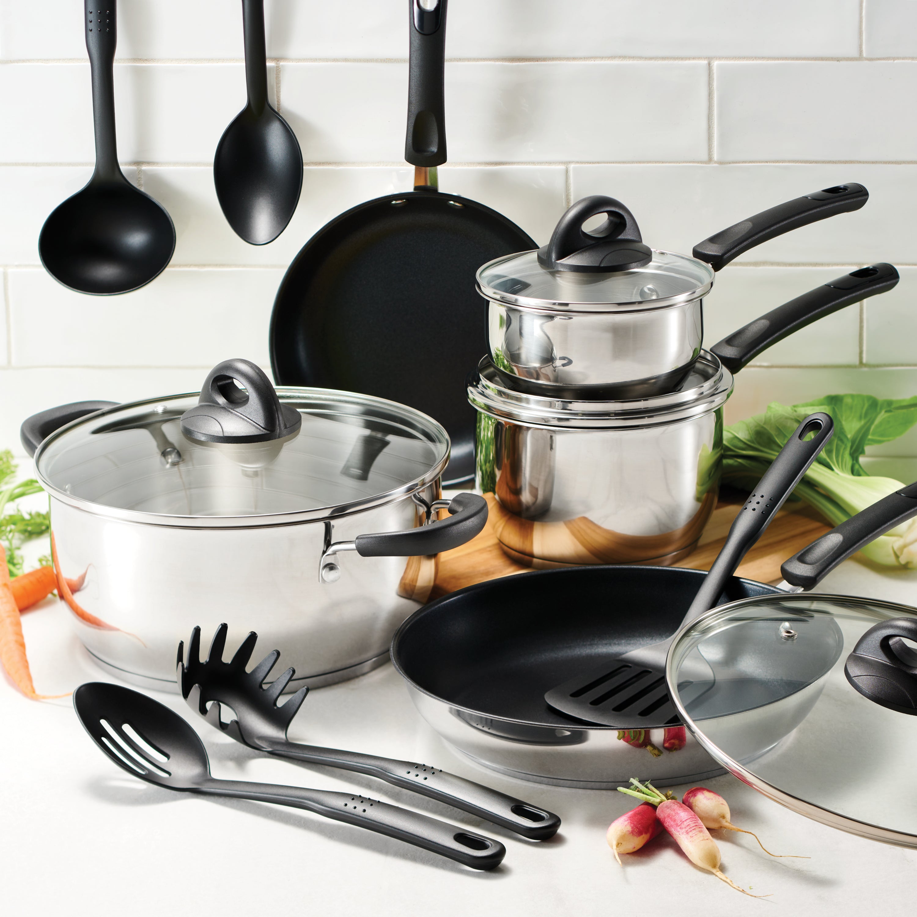 14 PC COOKWARE SET - Stainless Steel TRIPLY BASE - YUMA