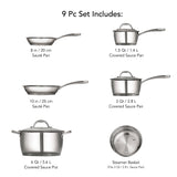 9 Pc Allegra Stainless Steel Cookware Set