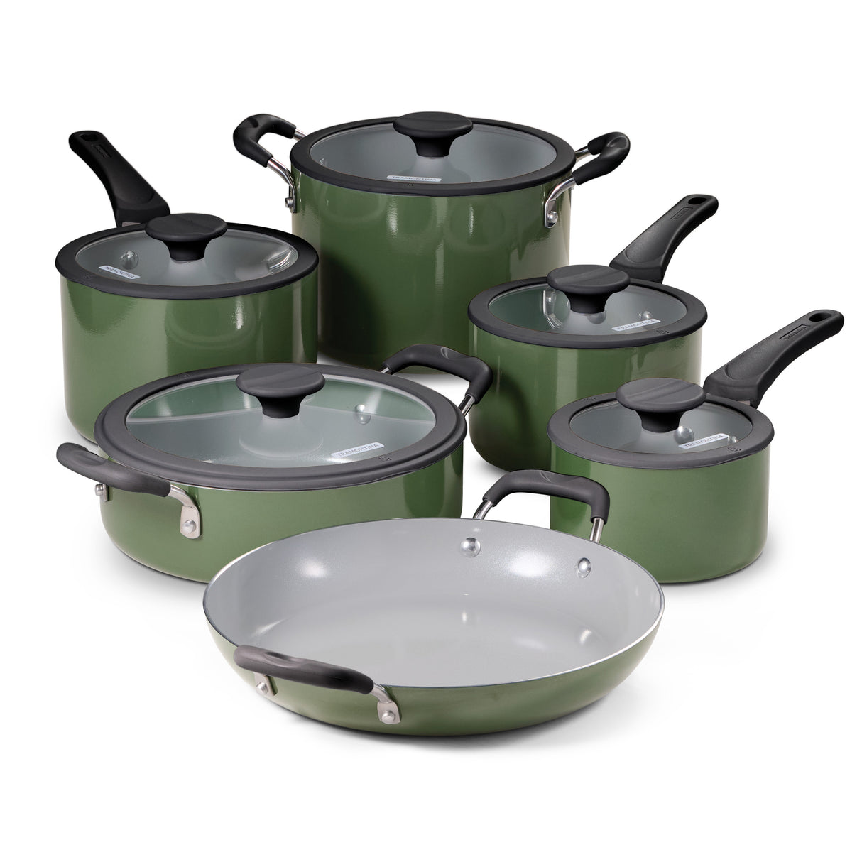 Nesting 11 Piece Ceramic Nonstick Cookware Set