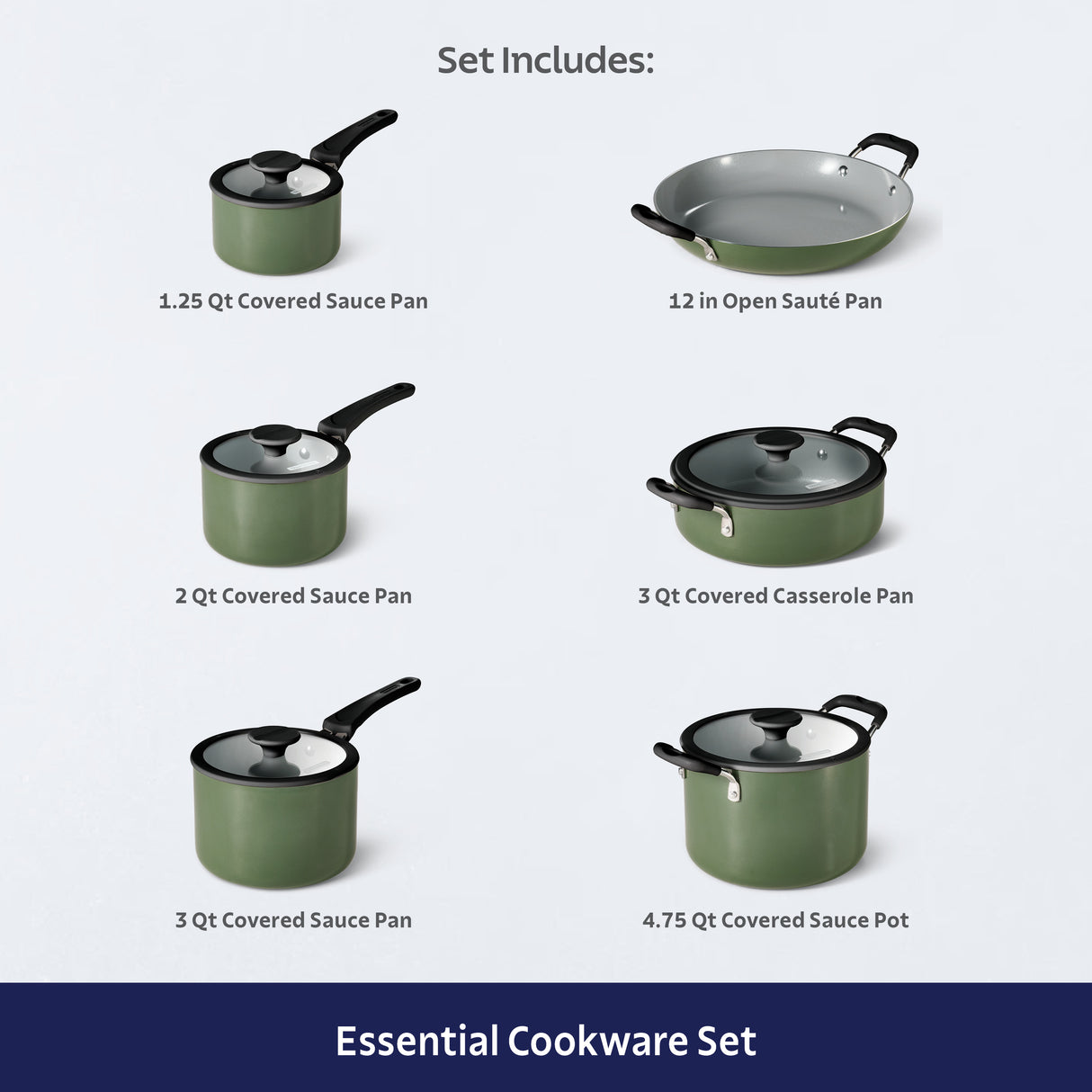 Nesting 11 Piece Ceramic Nonstick Cookware Set